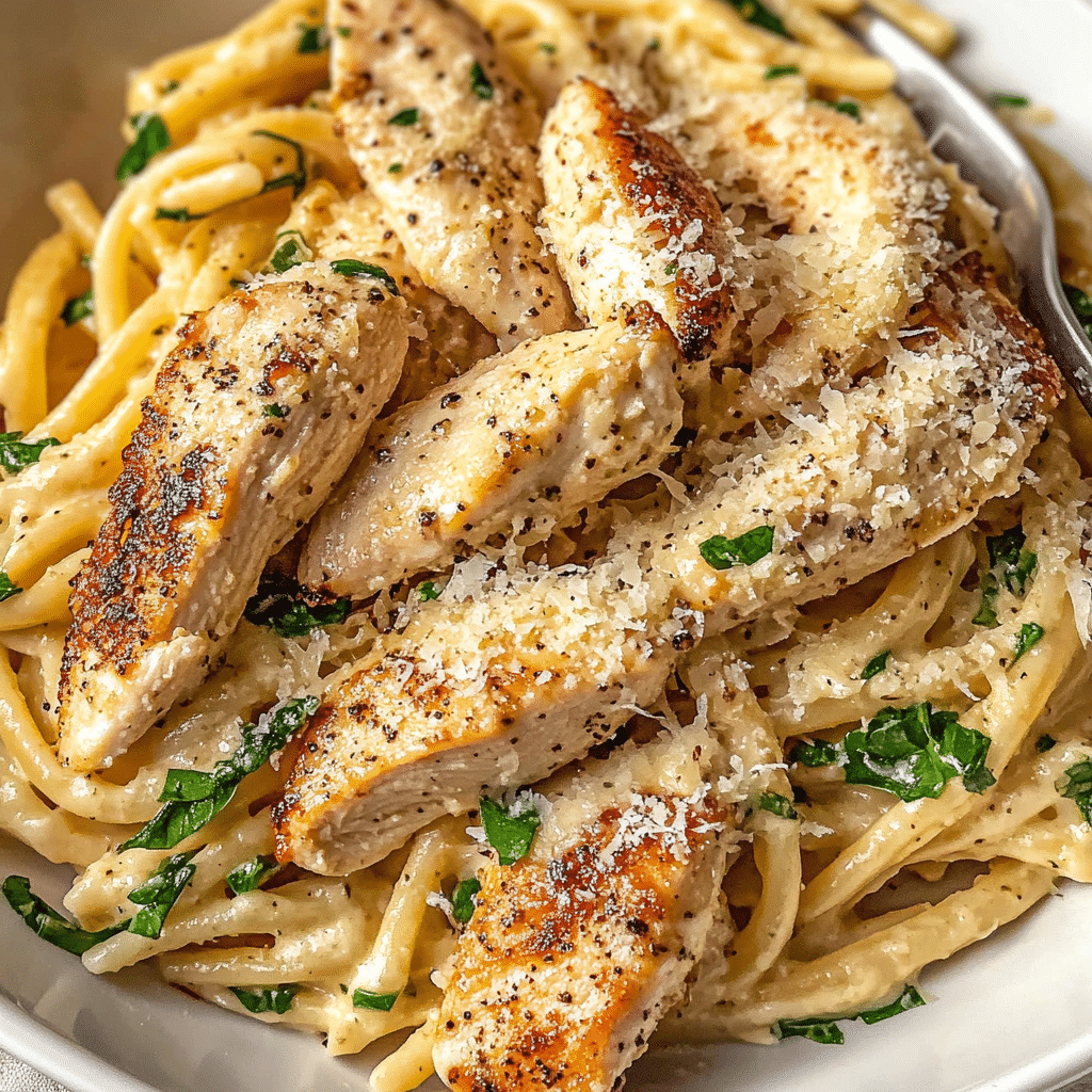 Creamy Garlic Chicken & Parmesan Pasta