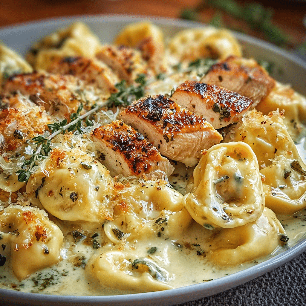 Asiago Tortelloni Alfredo with Grilled Chicken