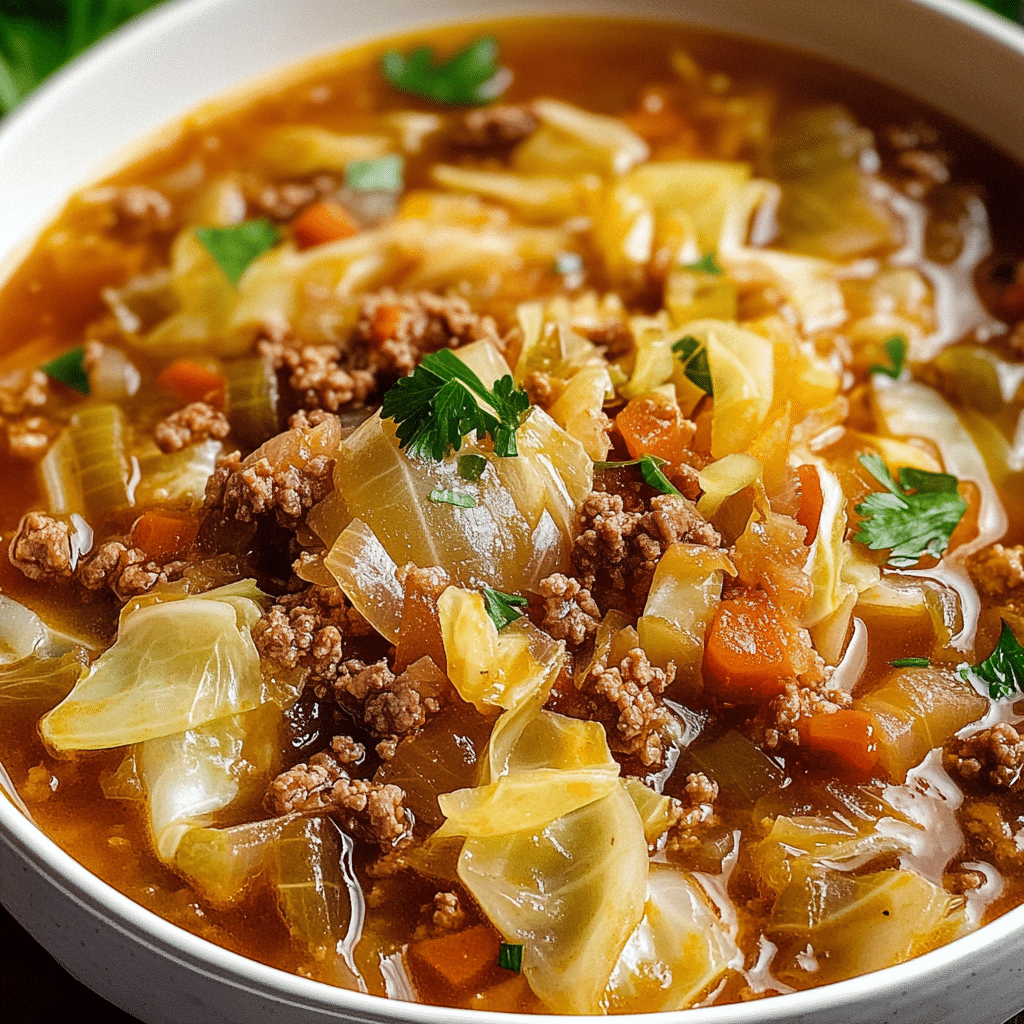 Cabbage and Ground Beef Soup