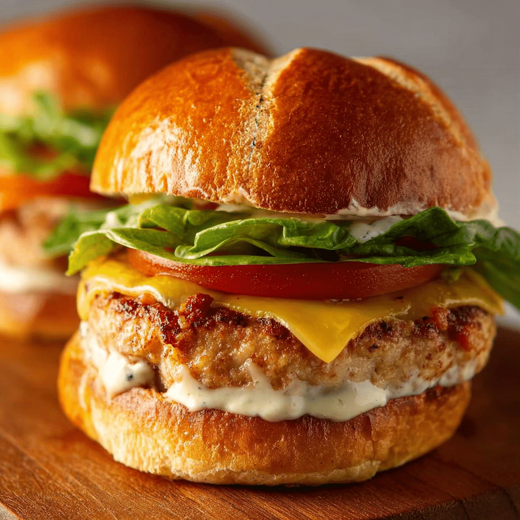 Cheddar Ranch Chicken Burgers