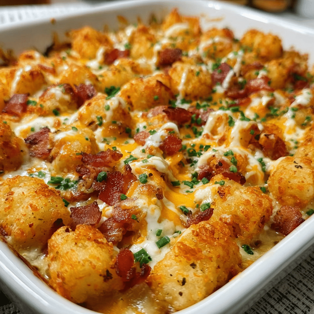 Chicken Bacon Ranch Tater Tot Casserole