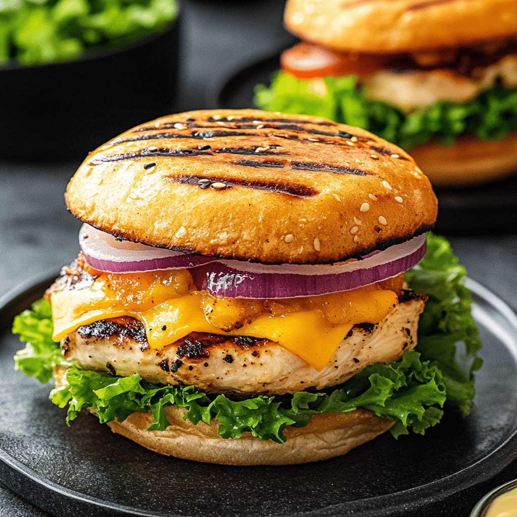Grilled Cheddar Ranch Chicken Burgers