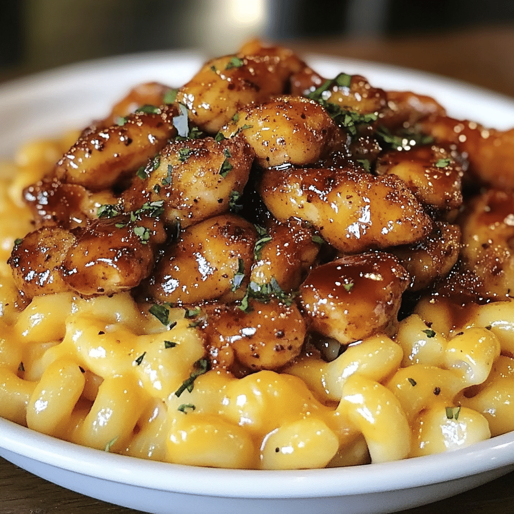 Honey Pepper Chicken with Mac and Cheese
