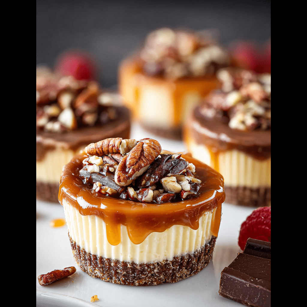 No-Bake Turtle Mini Cheesecakes