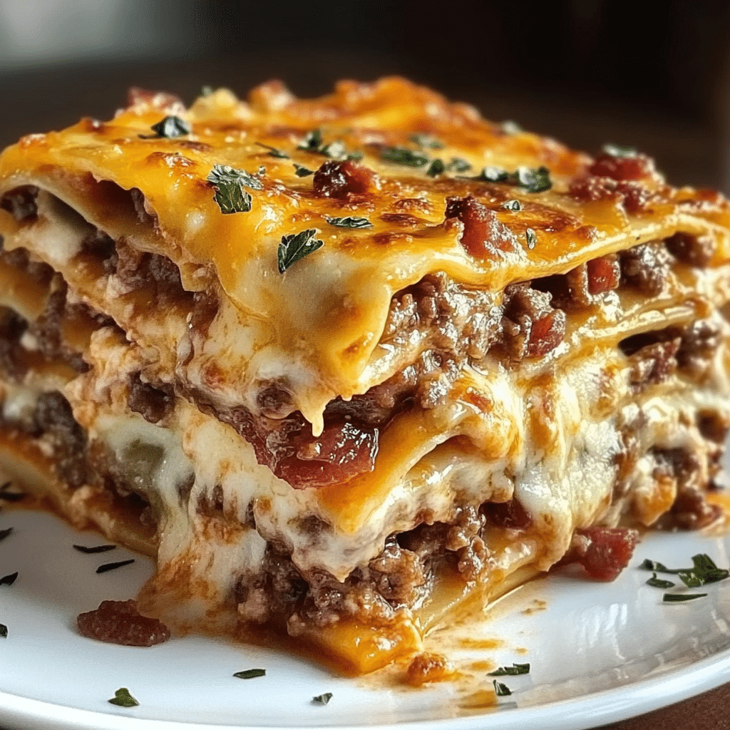 Parmesan Garlic Bacon Cheeseburger Lasagna