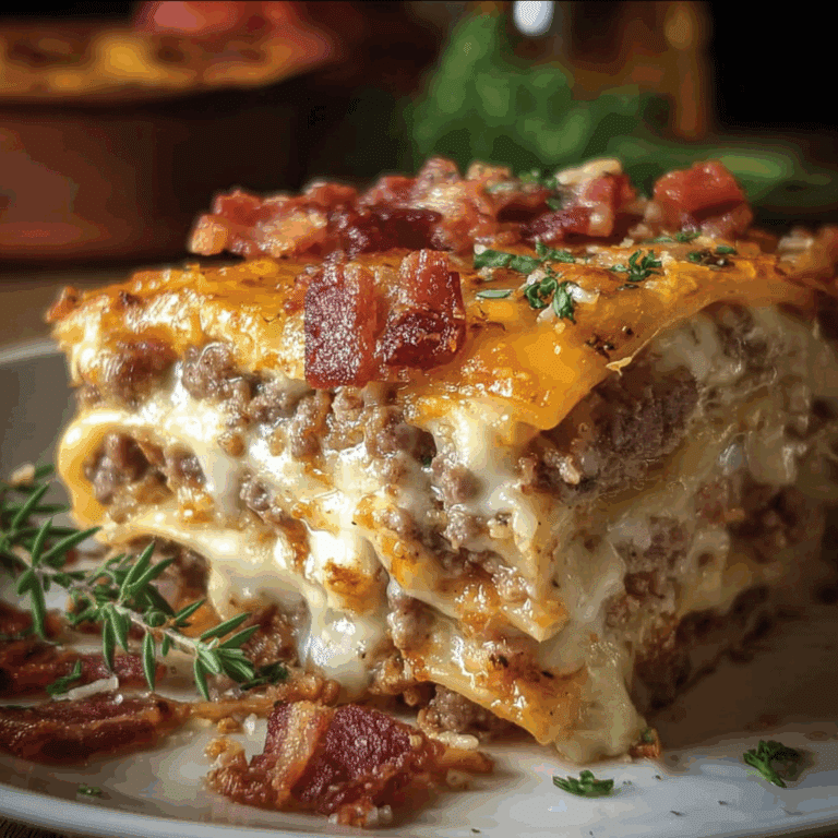 Parmesan Garlic Cheeseburger Lasagna with Bacon