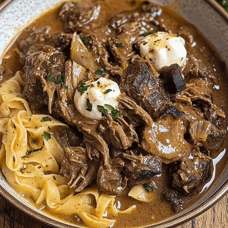 Slow Cooker Pot Roast Beef Stroganoff