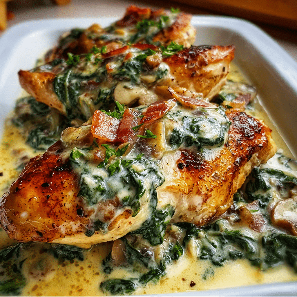Smothered Chicken with Creamed Spinach