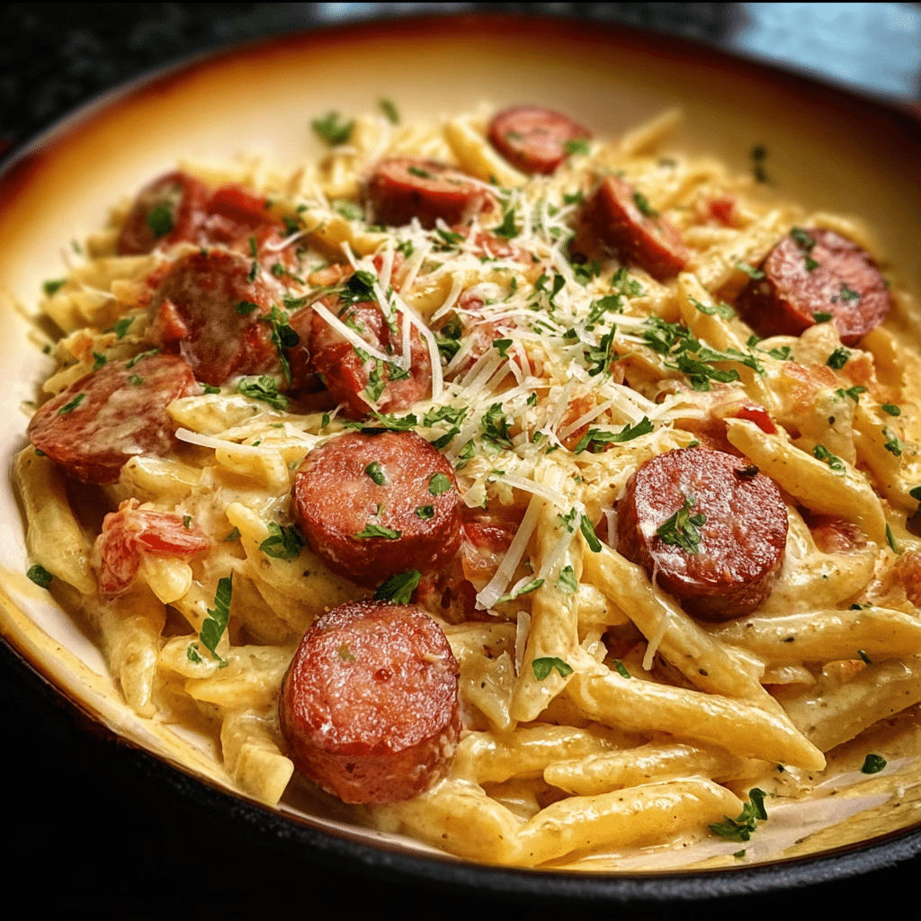 Smoked Sausage Cajun Alfredo Pasta