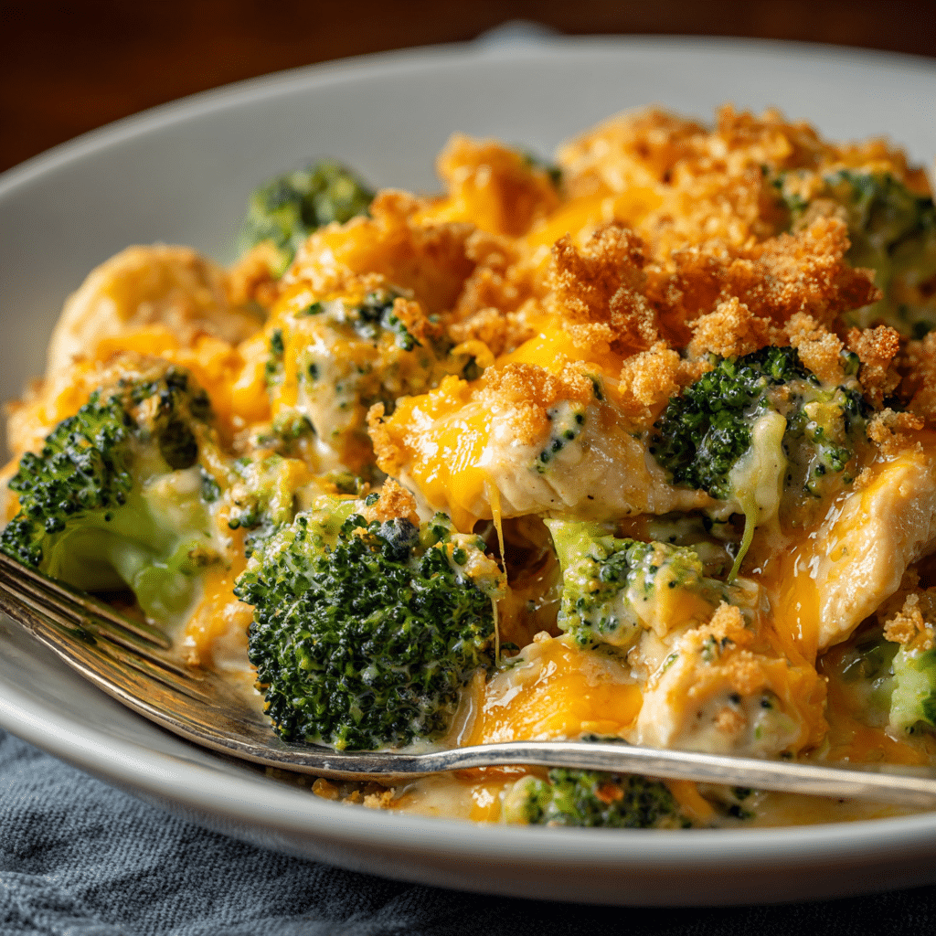 Broccoli Chicken Divan Casserole with Cheddar Cheese