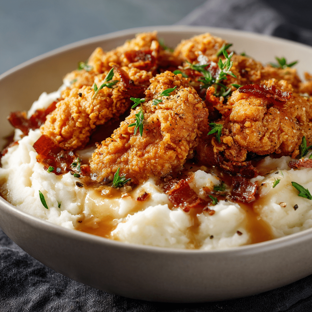 Homemade KFC Chicken Bowls with Mashed Potatoes