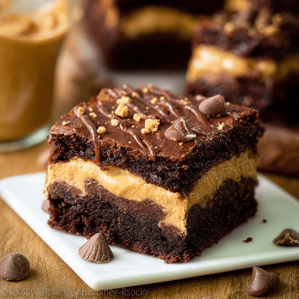 Reese’s Stuffed Brownie and Peanut Butter Frosting