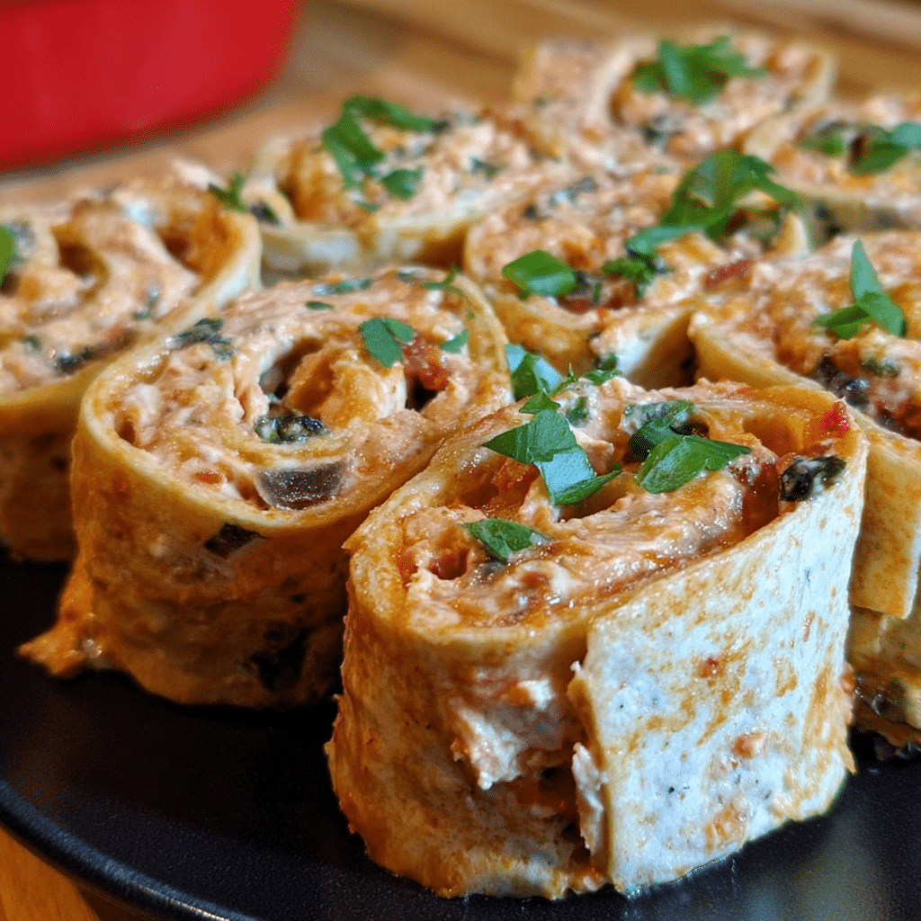 Chicken Enchilada Dip Roll-Ups
