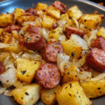Fried Potatoes, Onions, and Smoked Polish Sausage