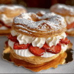 Paris-Brest Pastry with Whipped Cream and Strawberries