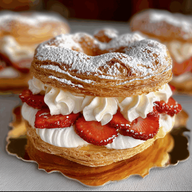 Paris-Brest Pastry with Whipped Cream and Strawberries