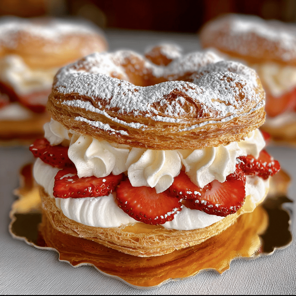 Paris-Brest Pastry with Whipped Cream and Strawberries
