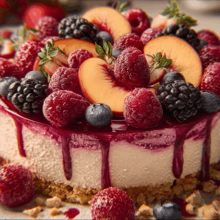 Summer Berry and Peach Cheesecake