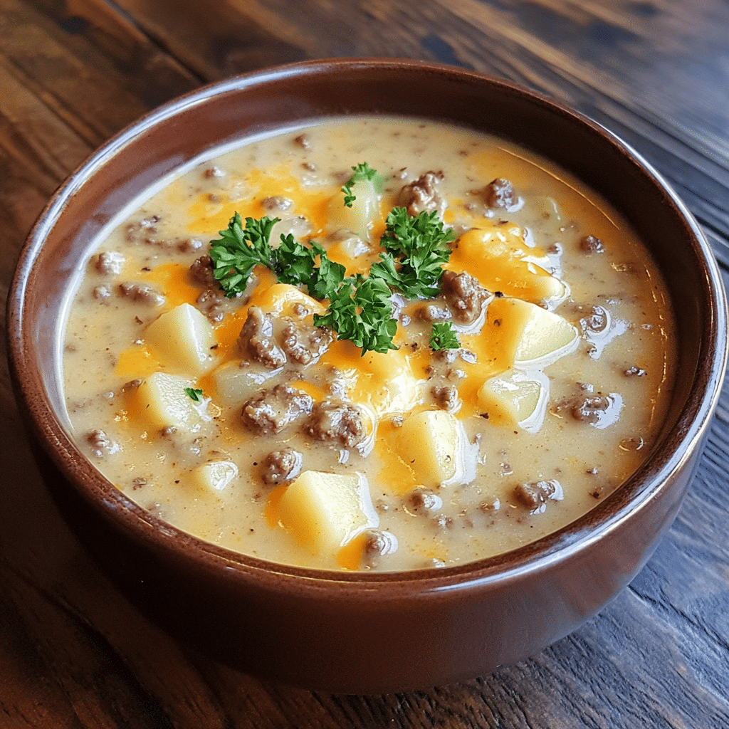 Cheesy Hamburger Potato Soup